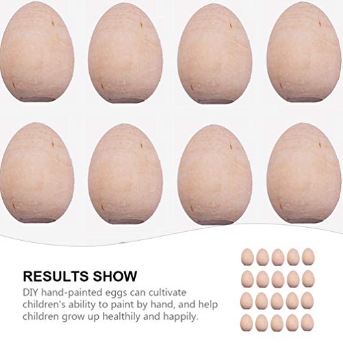Kisangel 20pcs Unfinished Wood Eggs Smooth Flat Bottom Wooden Easter Craft Eggs for Easter Display Smooth Ready to Paint and Decorate Kisangel