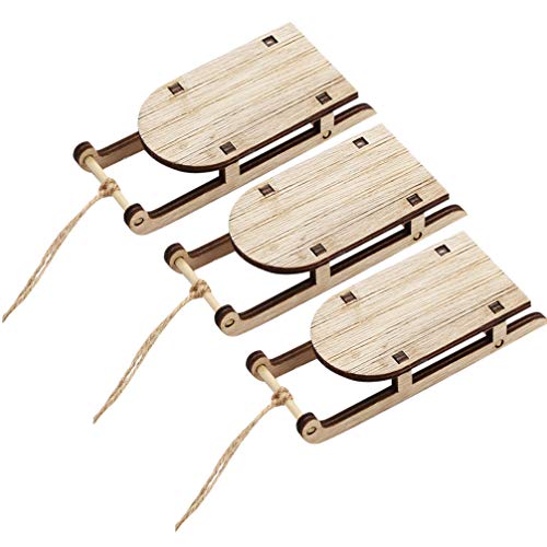 BESPORTBLE 3pcs Wooden Mini Sleighs Unfinished Christmas Tabletop Sleighs Miniature Sled Figurine Ornament for DIY Craft Dollhouse Fairy Garden Decor BESPORTBLE