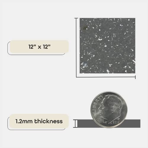 Sterling Self Adhesive 12-Inch Vinyl Floor Tiles, 20 Tiles - 12" x 12", Black Speckled Granite Pattern - Peel & Stick, DIY Flooring for Kitchen, Achim