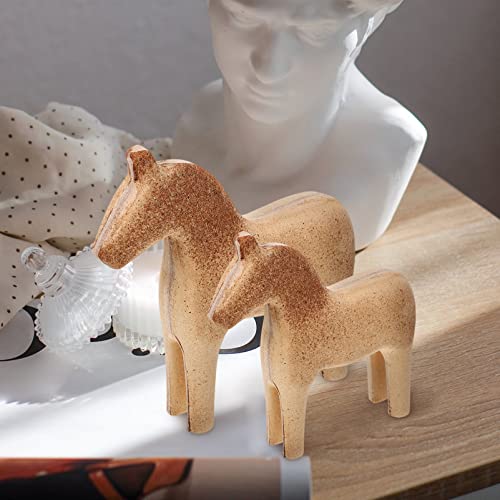 MAGICLULU Unfinished Swedish Wooden Dala Horse Figurine 2pcs DIY Unpainted Horse Sculpture Small Horse Statues Scandinavian Wedding Gifts Home MAGICLULU