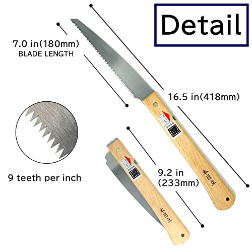 Japanese Folding Saw for Bonsai Gardening Woodworking Tree Limbs, KAKUGEN 7inch blade length lightweight handle handsaw pruning saw 角源