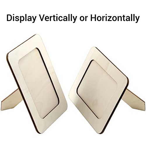IFAMIO 2 Pack Wooden DIY Photo Frame Tabletop Wood Picture Frames Unfinished Solid Wood Picture Frames on Stand 4" x 6" Paintable Blank Rectangle IFAMIO