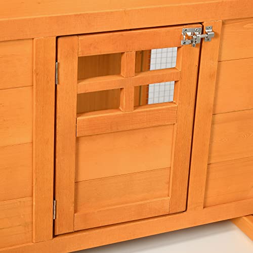 PawHut 118" Extra Large Chicken Coop with Asphalt Roof, Wooden Hen Run with Slide-Out Tray and Nesting Box, Chicken Hutch for 3-6 Chickens, Orange PawHut