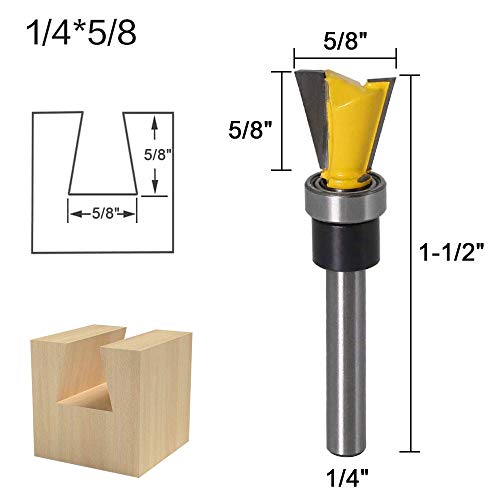 Wolfride 2Pcs Dovetail Router Bits 1/4 Inch Shank Dovetail Joint Router Bit Set with Bearing for Woodworking Cutter Wolfride