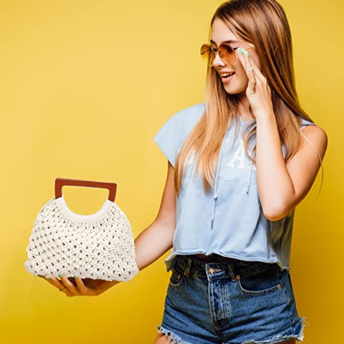 WEBEEDY Macrame Bag DIY Kit for Adults Macrame Kit for Beginners Macrame Purse DIY Kit for Women/Girl Macrame Handbag with Wooden Handle Hobbies WEBEEDY