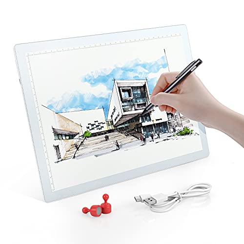 Rechargeable A4 Light Pad, Wireless Battery Powered LED Light Box for Tracing, Ultra-Thin Dimmable Light Board for Weeding Vinyl, Sketching, Drawing, FirstPower
