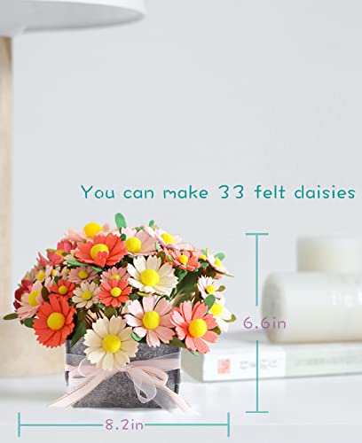 DIY Felt Flower Art Craft Kit,DIY Felt Daisy Bouquet Kit, Floral Gifts,Beginner Craft Kit,Arrange Pre-Cut Felt Flowers and Foliage BAZIMA ALICE