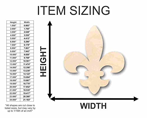 Unfinished Wood Fleur di Lis Shape - Saint's Football - France - Craft - up to 24" DIY 8" / 1/4" 24 Hour Crafts
