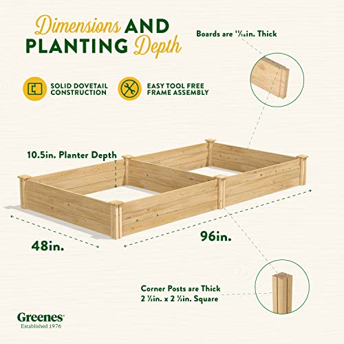 Greenes Fence Original Cedar Raised Garden Bed, 4' x 8' x 10.5" - Made in USA with North American Cedar Greenes Fence