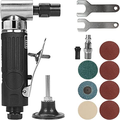BAIWEN 1/4" Right Angle Air Die Grinder - 90 Degree Heavy Duty 20,000 RPM Compressed Sander Polisher Tool for Contour Grinding, Polishing, Milling,