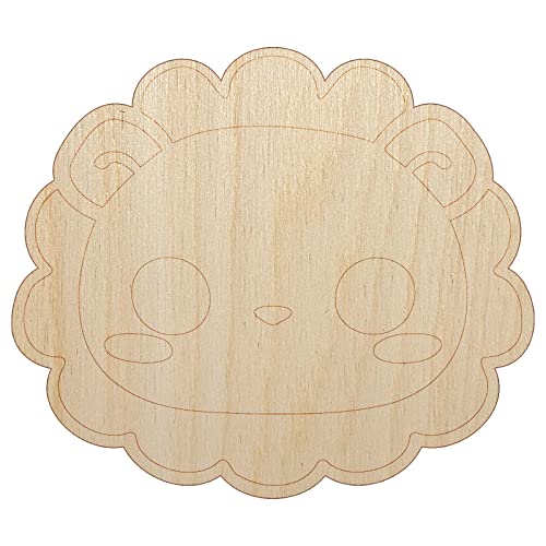 Charming Kawaii Chibi Lion Face Blushing Cheeks Unfinished Wood Shape Piece Cutout for DIY Craft Projects - 1/4 Inch Thick - 6.25 Inch Size Sniggle Sloth