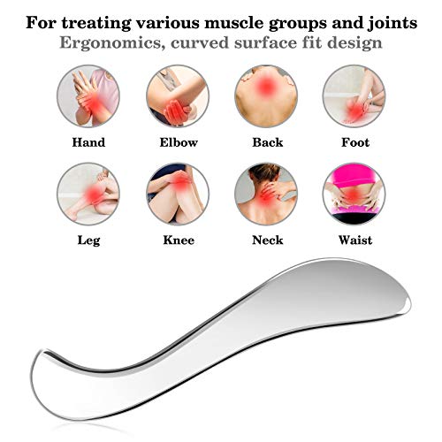 Rylpoint Guasha Massage Tool, Grade Stainless Steel Scraping Tool for Soft Tissue Scraping,Upgrade Massage Tool, Physical Therapy Stuff,Used for Rylpoint