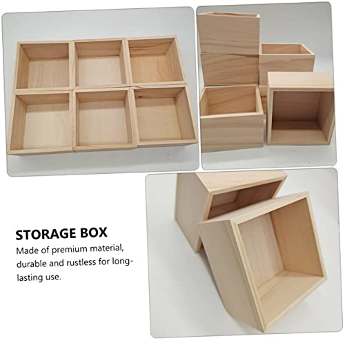 TEHAUX 2pcs No Cover Wooden Box Jewelry Holder Container Wooden Treasure Chest Unfinished Wood Boxes Small Wooden Boxes with Lids Sundries Storage TEHAUX