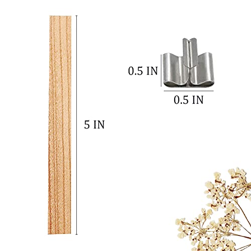 Wooden Wicks for Candle Making - 100pcs Candle Wicks for Soy Wax with Metal Clips at Base - Cracking Wood Wicks for Candles Making Home Décor Candle LIBERHAUS