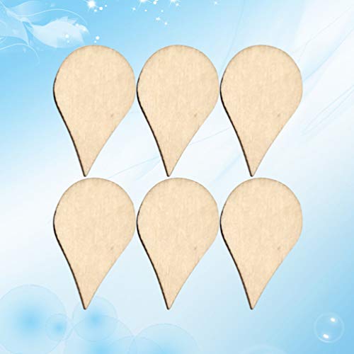 ARTIBETTER Wedding Decor 100 Pcs 30x18mm Wooden Slices Blank Unfinished Wood Teardrop Shaped Wooden Crafts Wood Cutout Ornament for DIY Art Craft ARTIBETTER
