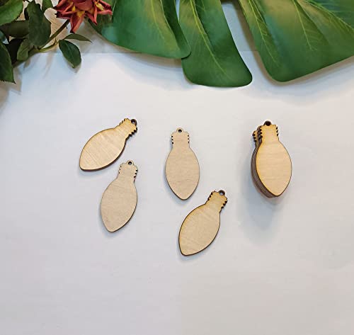 30pcs of Christmas Lights Dangle Earrings Sublimation Blank,Unfinished Wooden Light Bulb Wooden Slices Blank Christmas Wooden Hanging Decor (2'') Yuxuanish
