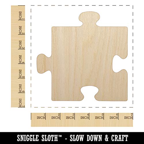Puzzle Piece Solid Unfinished Wood Shape Piece Cutout for DIY Craft Projects - 1/4 Inch Thick - 6.25 Inch Size Sniggle Sloth