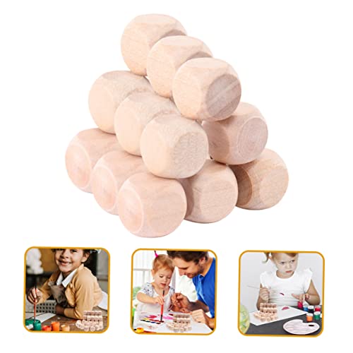 Kisangel 20Pcs Unfinished Wood dice Unfinished Wood Cube Wood Game dice Blank Wooden dice 16mm dice Unfinished Blank dice Blank Square Blocks Blanks Kisangel