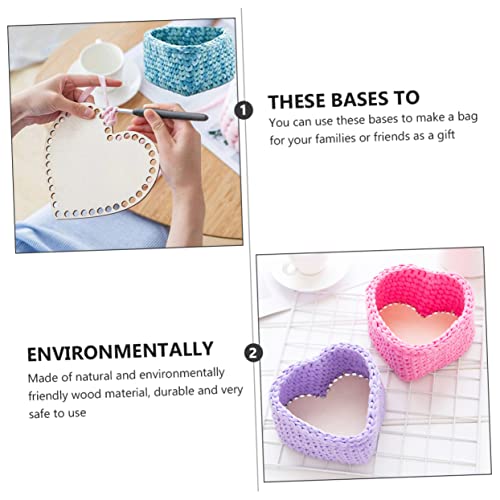 EXCEART 12 PCS Love Wood Chips Wood Crochet Basket Base DIY Wood Knitting Base Wooden Crochet Hooks Wood Purse Crocheting Supplies Bag Bottom Crochet EXCEART