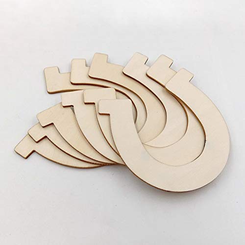 24 Pcs Unfinished Wood Slices Horseshoe Shape Wooden Cutouts Discs DIY Craft Supplies for Home, Party, Wedding and Birthday Decorations Teensery