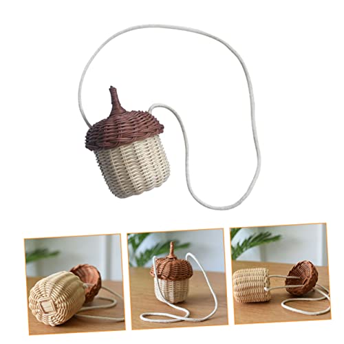 Cabilock 2 pcs Rattan Satchel Hanging Basket sandy cheeks costume Rattan Storage Basket acorn shaped bag summer shoulder bag bohe foraging bag rattan Cabilock
