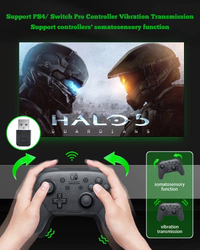 AOJAKI Bluetooth Adapter for PS4/ PS5/ Switch Pro Controller PS4 Controller Adapter for PC/Android TV Box/Tesla/Steam, Compatible with Official PS4/ AOJAKI