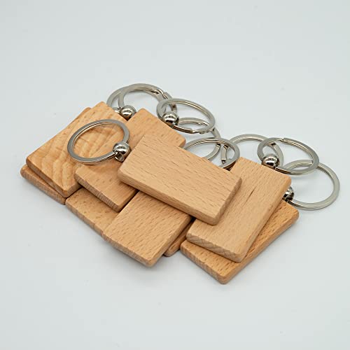 Wood Engraving Blanks Rectangle Blank Wooden Key Chain Wood Blanks for Keychains 20 Pack (Width:1.22 inch) TFoRibbon