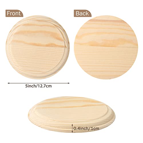 Pllieay 2Pcs 5 Inch Round Wooden Plaque Natural Pine Wood Base Unfinished Circle Plaque for Craft Projects and DIY Home Decoration Pllieay