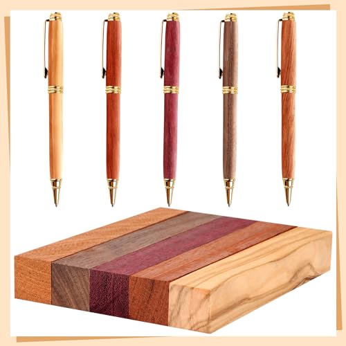 Qilery 10 Pcs Exotic Wood Pen Blanks Pen Turning Supplies DIY Crafts Pen Turning Kit, Black Walnut, Cherrywood, Peltogyne, Zebrawood, Bubinga, 10 of Qilery