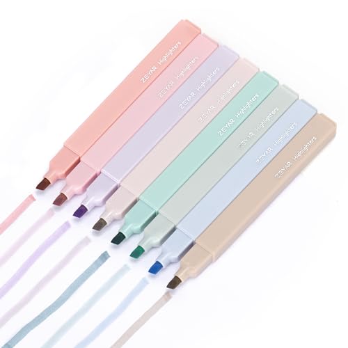 ZEYAR Aesthetic Cute Highlighter Pens, Cream colors, Chisel Tip, Water Based, Quick Dry, No Bleed for bible, four seasons color series (8 Spring ZEYAR