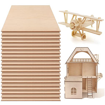 Fabbay 20 Pieces Basswood Sheets Thin Wood Sheets Craft Wood Board Unfinished Plywood for Craft DIY Wooden Plate Model Wooden House Aircraft Ship