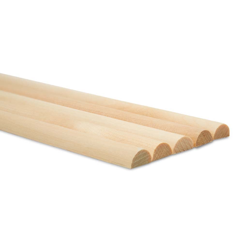 Split Wood Dowel Rods 12-inch x 1/2-inch, Pack of 25 Unfinished Fluted Molding Trim for DIY & Dowel Feature Wall, by Woodpeckers Woodpeckers