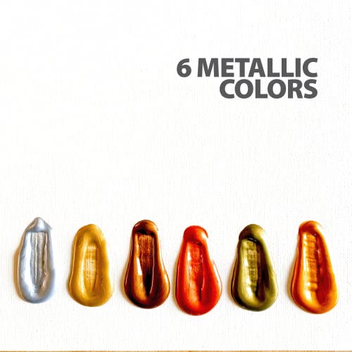 milo Metallic Acrylic Paint Set of 6 Colors | 4 oz Bottles | Student Metallic Colors Acrylics Painting Pack | Made in the USA | Non-Toxic Art & Craft milo