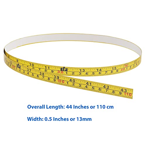 2 Pack Steel Self-Adhesive Measuring Tape, Imperial and Metric Scale Ruler Sticker, 44-Inch Left to Right Reading Tape Measure Sticker for Workbench, A.I.FORCE