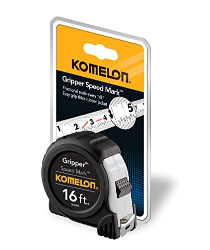 Komelon SM5416 Speed Mark Gripper Acrylic Coated Steel Blade Tape Measure 16-feet by 1-Inch, White Blade Komelon