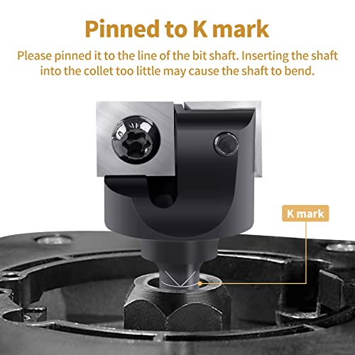 CNC Spoilboard Surfacing Router Bit, 1/4" Shank 1" Cutting Diameter, Carbide Insert Slab Flattening Router Bits Planing Bit Wood Planer Bit BINSTAK