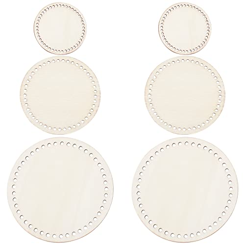 GORGECRAFT 6 Pcs 3 Sizes Mini Wooden Crochet Bag Bottom Round Shape Blank Solid Wood Crochet Basket Bases Supplies for DIY Basket Weaving Craft GORGECRAFT