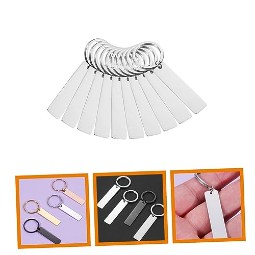 Tofficu 10pcs Glossy Strip Hangtag Keychains Key Rings Key Chains Tabs Engravable Stamping Pendants Diy Key Tags Key Chain Blank Unfinished Keychain Tofficu