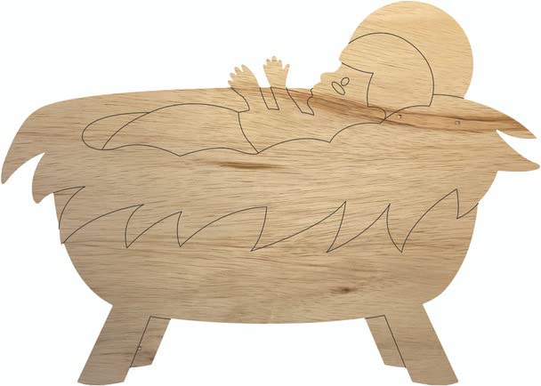 Nativity Scene Baby Jesus 4" Shape, Unfinished Wood Baby Jesus Christmas Craft Cutout NEXTCraft