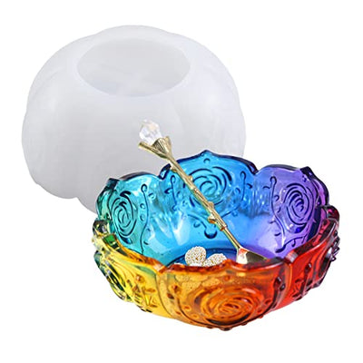 Bowl Resin Casting Mold Silicone Container Epoxy Mold for Resin Flower Shape Jewelry Candle Holder Trinket Box Mold Resin Casting Irregular Tray Mold