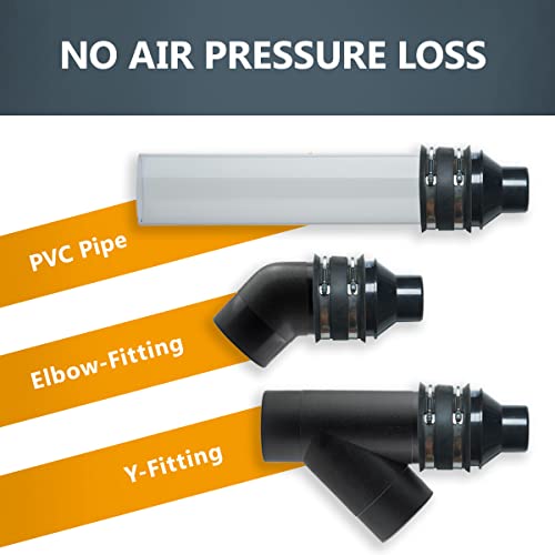 POWERTEC 70322 4" to 2-1/2" Reducer and 4" Dust Control Flex Cuff with Hose Clamps , Black POWERTEC