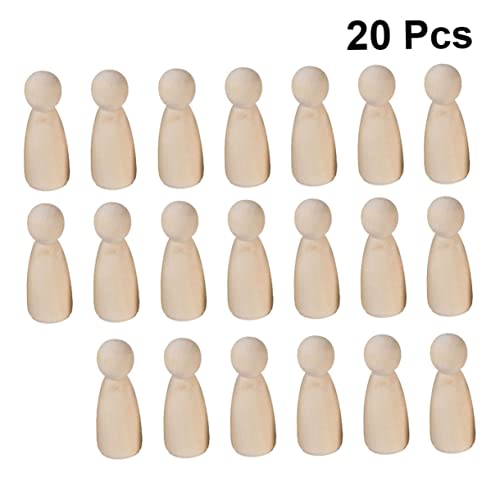 20pcs Wood People for Crafts DIY Painting Dolls Nativity Toys for Kids Family peg Unfinished Wood Ornaments Puppets for Kids Dolls for DIY peg Dolls SEWOART