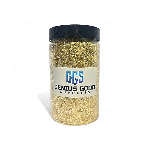 Gold Leaf Flakes 10 Grams,Gold Paper,Gold Leaves for Crafts,Gold Foil Flakes-Gold Leaf for Resin-Foil Craft Sheets-Gold Flakes for Crafts- Nail GGS GENIUS GOOD SUPPLIES