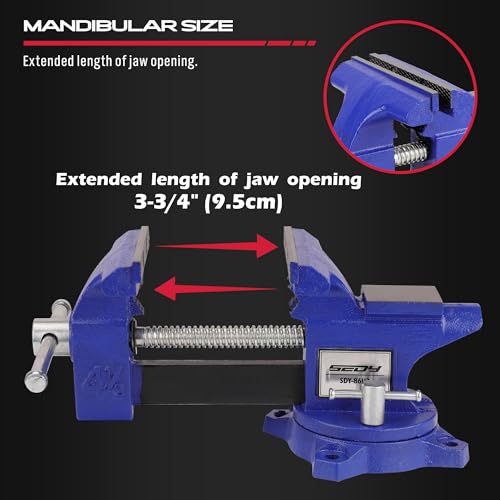 Heavy Duty Bench Vise 4.5 Inch: Table Clamp Woodworking Vice Press Drill Tools Workbench Wood Metal Pipe Work Shop Block Swivel Slide Cross Welding SEDY