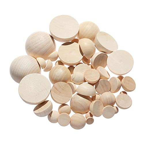 Half Wood Balls Bead Unfinished Natural Split Wood Beads, Natural Split Unfinished Craft Balls, Round Half Wooden Balls Wood Craft Balls(10mm-100pcs) Generic