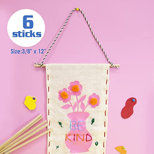 BAZIC Wooden Dowel Rods Wood Sticks, 3/8" x 12" Round Natural Color Hardwood Stick, Unfinished Wood for Crafts Lollipops Cake Support (6/Pack), Bazic Products