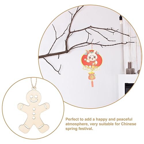 Abaodam 100 Pcs Christmas Wooden Ornaments Unfinished Wood Gingerbread Man Cutouts Christmas Tree Hanging Decor for DIY Xmas Holiday Party Decor Abaodam