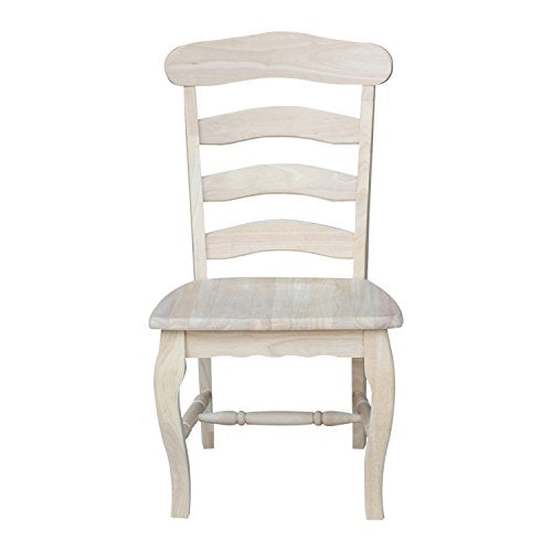 International Concepts Country french Chair with Solid Seat, Unfinished IC International Concepts