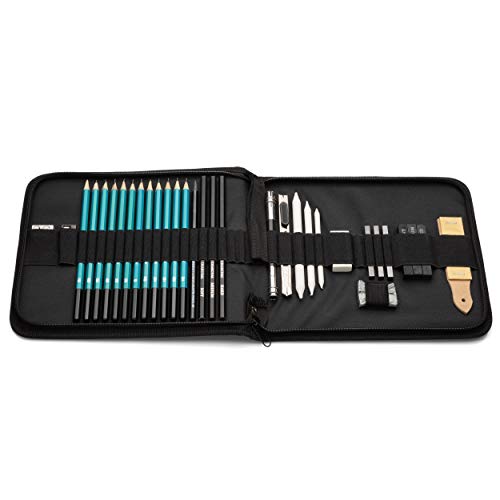 Norberg & Linden XL Drawing Set - Sketching, Graphite and Charcoal Pencils. Includes 100 Page Drawing Pad, Kneaded Eraser, Blending Stump. Art Kit Norberg & Linden