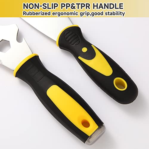 3Pcs Putty Knife, 2" 4" Spackle Knife Set Stainless Steel 15-in-1 Painters Scraper Wallpaper Scraper Tool for Repairing Drywall, Removing Wallpaper, Hyber&Cara